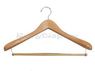 (HA 900NA_20Unit) 18" Natural Wooden Color Suit Hangers (Thick) 20 Units Set  