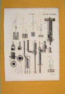 Pump Machine Architectural Design Antique Print Art Old  