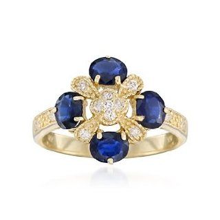 1.50ct t.w. Sapphire, .15ct t.w. Diamond Ring in Gold. Size 7 Jewelry