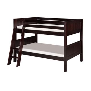 Low Bunk Bed with Angle Ladder and Panel Headboard