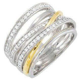 Jewelplus 1/2 Ct Tw Two Tone Diamond Ring 14K White/Yellow Jewelry