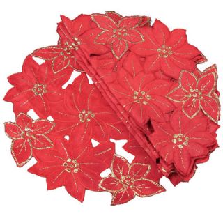 Xia Home Fashions Candy Cane Poinsettia Embroidered Cutwork Holiday