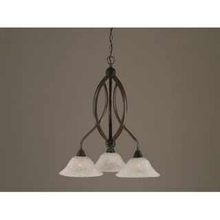 Toltec Lighting Bow 3 Light Chandelier with Glass Shade