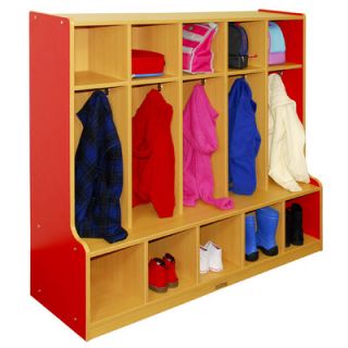ECR4kids Colorful Essentials™ 5 Section Coat Locker with Bench