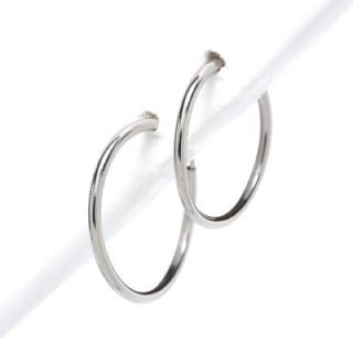 Jewelryweb 14k White Gold 3 Pair Set   Endless Hoop Earrings