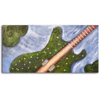 My Art Outlet Hand Painted Guitar Isle Oil Canvas Art