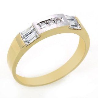 14K Engagement Ring 0.2ctw CZ Cubic Zirconia Women's Wedding Band Two Tone Gold Ring Jewelry