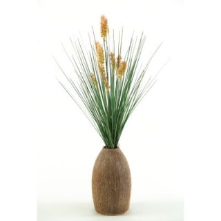 Silks Onion Grass with Dogstail in Tall Ceramic Vase