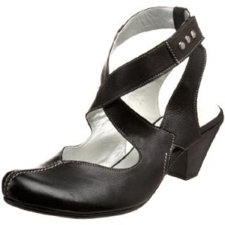 Fidji Women's E703 Ankle Strapl Pump,Black,35.5 EU (US Women's 5 M) Shoes