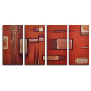 My Art Outlet Hand Painted Earthern Toolbox 4 Piece Canvas Art Set