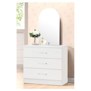 Hodedah 3 Drawer Dresser with Mirror