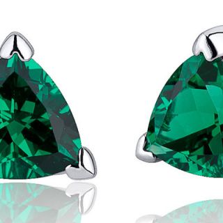 Oravo 1.50 Carats Trillion Cut Emerald V Prong Stud Earrings