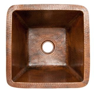 Premier Copper Products Square Hammered Copper Bathroom Sink   LSQ15DB