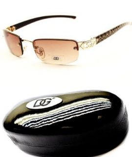D682 whd Dg Eyewear Womens Shield Rimless Sunglasses +Hard Case(silver/red, Uv400) Clothing