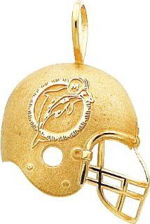 14K Gold NFL Miami Dolphins Football Helmet Charm Sports Fan Charms Jewelry