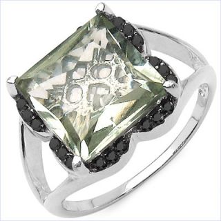 JewelzDirect 925 Sterling Silver Asscher Cut Amethyst Ring