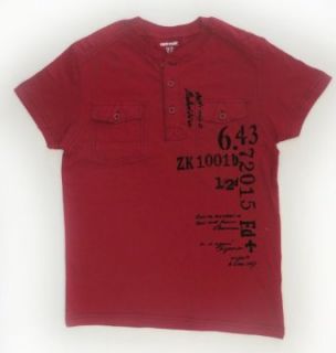 Uproar Boy's Military Style Henley Top (Medium (10/12), Dark Red) Clothing