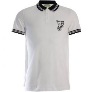 Versace B3GFA708 Contrast Collar Polo T Shirt WHITE XLARGE at  Mens Clothing store