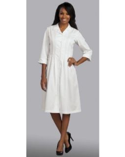 White Twill 3/4 Cuffed Sleeve Dress by Peaches Uniforms Clothing