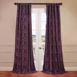 Half Price Drapes Fiori Dahlia Flocked Faux Silk Curtain Single Panel