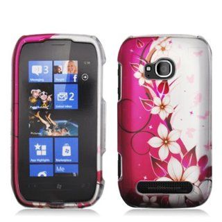 Aimo Wireless NK710PCIMT070 Hard Snap On Image Case for Nokia Lumia 710   Retail Packaging   Blue/Flowers and Butterfly Cell Phones & Accessories