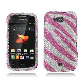 Aimo SAMR830PCLDI686 Dazzling Diamond Bling Case for Samsung Galaxy Axiom R830   Retail Packaging   Zebra Hot Pink/White Cell Phones & Accessories