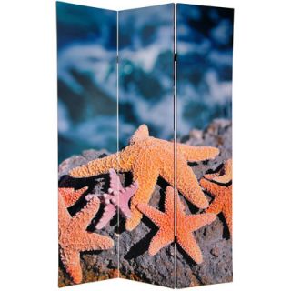Oriental Furniture 70.88 Double Sided Starfish 3 Panel Room Divider