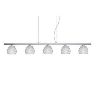 Tay Tay 5 Light Linear Pendant Finish Polished Nickel, Glass Shade Cocoon   Ceiling Pendant Fixtures
