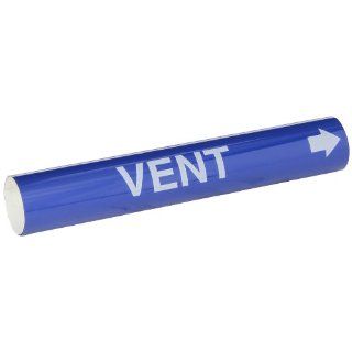 Brady 5855 I High Performance   Wrap Around Pipe Marker, B 689, White On Blue Pvf Over Laminated Polyester, Legend "Vent" Industrial Pipe Markers