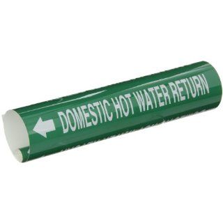 Brady 5816 I High Performance   Wrap Around Pipe Marker, B 689, White On Green Pvf Over Laminated Polyester, Legend "Domestic Hot Water Return" Industrial Pipe Markers