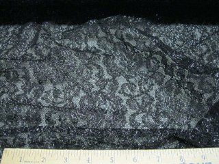 Fabric Organza Mesh Lace Embroidered Black with Midnight Blue Metallic LC333