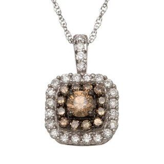 Chocolate Brown Diamond Pendant Necklace 10K White Gold, 18"   Valentines Day Gifts Jewelry