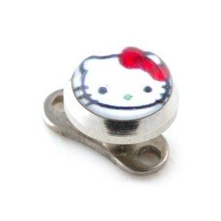 White Hello Kitty Microdermal Piercing   Body Piercing & Jewelry by VOTREPIERCING   Size Standard   Diameter 05mm Jewelry