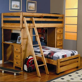 Enchanted Twin over Twin L Shaped Bunk Bed with Desk and Storage