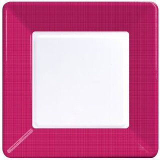 Coordinate Textured Square 9 inch Plates, Hot Magenta  Disposable Plates 