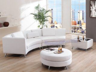 Modern Furniture White Leather Sectional Sofa with Ottoman and Bar Table   Living Room Furniture Sets
