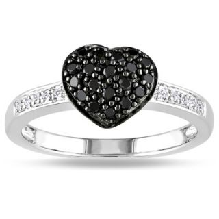 Amour Sterling Silver Round Cut Diamond Heart Ring