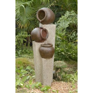Polyresin and Fiberglass Tiered Small Pots Fountain