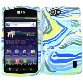 For Lg Optimus M+ Ms695 Blue Green Zebra Matte Texture Case Accessories Cell Phones & Accessories