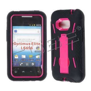 Cell Phone Snap on Case Cover For Lg Optimus Elite / Optimus M+ Ls 696    Two Tone Solid Color + Kickstand Cell Phones & Accessories