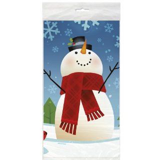 Joyful Snowman Plastic Table Cover, 54 by 108 Inch Kitchen & Dining