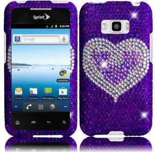 LG Purple Heart Full Diamond Bling Case Cover for LG Optimus Elite LS696 VM696 Cell Phones & Accessories