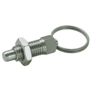 GN 717 NI Series Stainless Steel Inch Size Indexing Plunger with Pull Ring, with Lock Nut, 1/2" 13 Thread Size, 0.79" Thread Length Metalworking Workholding