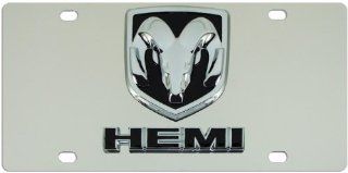 Dodge HEMI Logo on Chrome Steel License Plate Automotive
