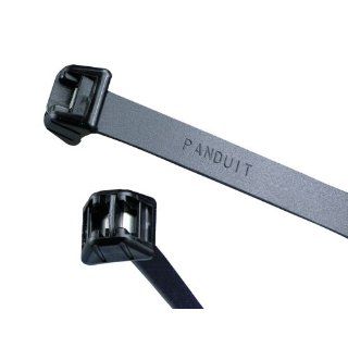 Panduit DT4EH L0 Dura Ty Cable Tie Discrete Lengths, Speed Installation, 250lbs Min Tensile Strength, 3.8" Max Bundle Diameter, 0.718" Head Width, 0.49" Head Height, 0.059" Thickness, 0.5" Width, 13.5" Length, Black (Pack of 5
