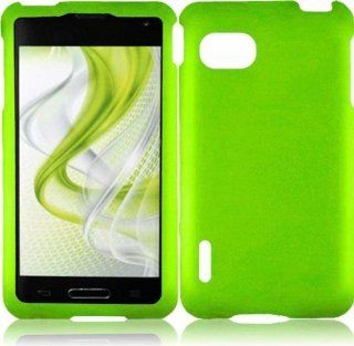 VMG For Sprint LG Optimus F3 LS720 LS 720 Cell Phone Hard Case Cover   NEON BRIGHT GREEN Matte SF 2 Pc Snap On Protective Case [by VanMobileGear] 