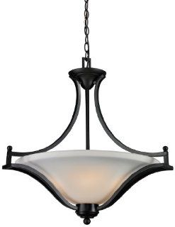 Z Lite 702P BRZ Lagoon Three Light Pendant, Steel Frame, Bronze Finish and Matte Opal Shade of Glass Material   Ceiling Pendant Fixtures  