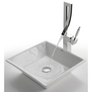 Kraus 16.5 Ceramic Square Vessel Sink in White   KCV 125