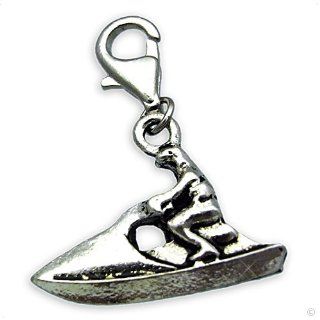 Beggar Charms pendant surfer silver #9445, bracelet Charm  Phone Dangle, extra large Clasp Style Charms Jewelry