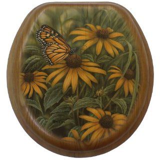 Comfort Seats C1B2R1 721 17OB Monarch Butterfly Round Toilet Seat with Oil Rubbed Bronze Alloy Hinge, Oak    